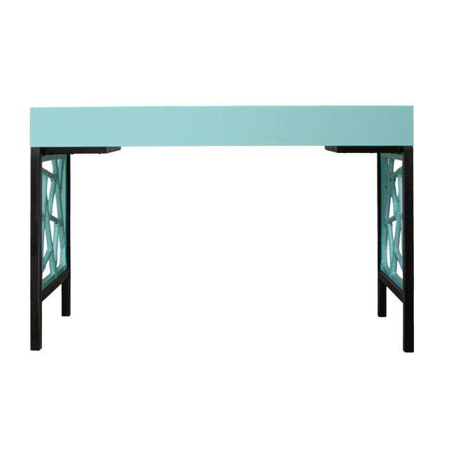 Wood Tiffany Writing Desk - Turquoise For Sale - Image 7 of 9