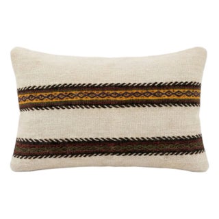 Turkish Wool Lumbar Kilim Pillow Cover 16'' X 24'' For Sale