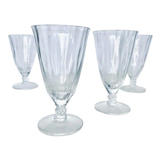 Vintage Clear Ribbed Juice Glasses Set of 4 For Sale
