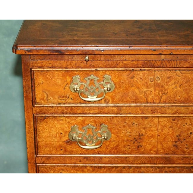 George III Style Burr Elm Chest of Drawers with Brushing Slide For Sale - Image 6 of 18