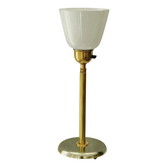 Model 15505 Table Lamp in Brass and Steel by Harald Notini for Böhlmarks, Sweden, 1940s For Sale