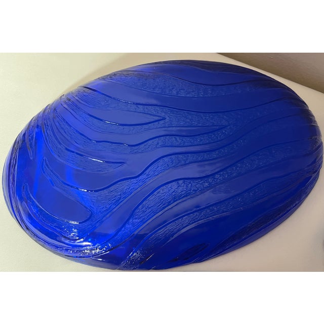Vintage Ivv Italian Cobalt Blue Glass Platters and Bowl Set - 3 Piece For Sale - Image 11 of 12