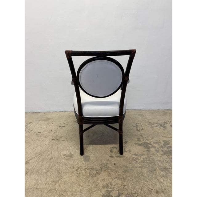McGuire Brown Leather Wrapped Bamboo Dining Chairs - Set of Six For Sale - Image 10 of 18