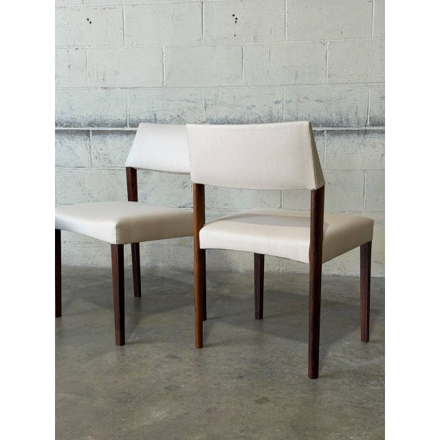 White Rosewood Upholstered Dining Chairs Set of 4 Vintage Mid-Century Modern 1960s For Sale - Image 8 of 10