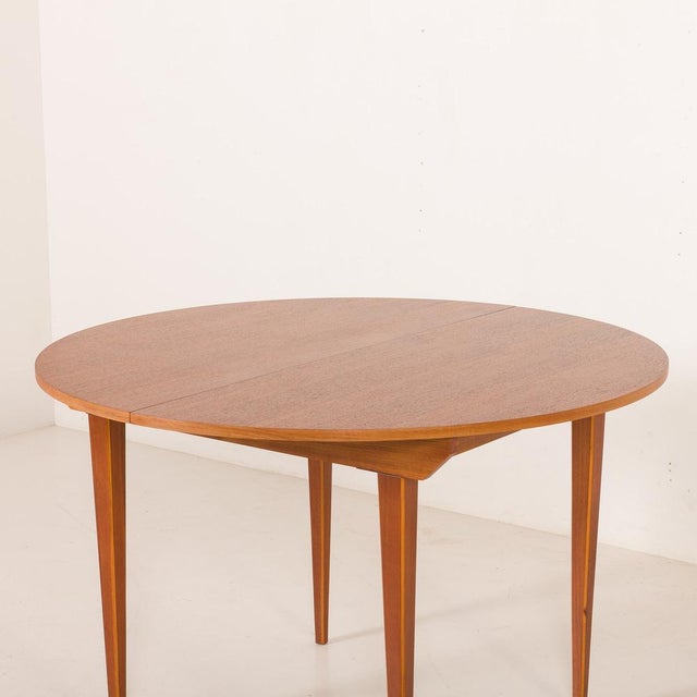 Scandinavian Round Teak Table with Hidden Extension, 1970s For Sale - Image 17 of 18