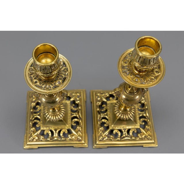 French Neoclassical Bronze Candlesticks, 1930s, Set of 2 For Sale - Image 3 of 18