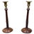 Wood Antique Mahogany and Brass Candlesticks, 1760, Set of 2 For Sale - Image 7 of 10