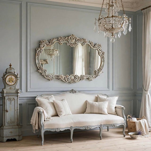 The frame is molded resin in the Syroco tradition, the mid-century American answer to hand-carved Rococo giltwood. You get...