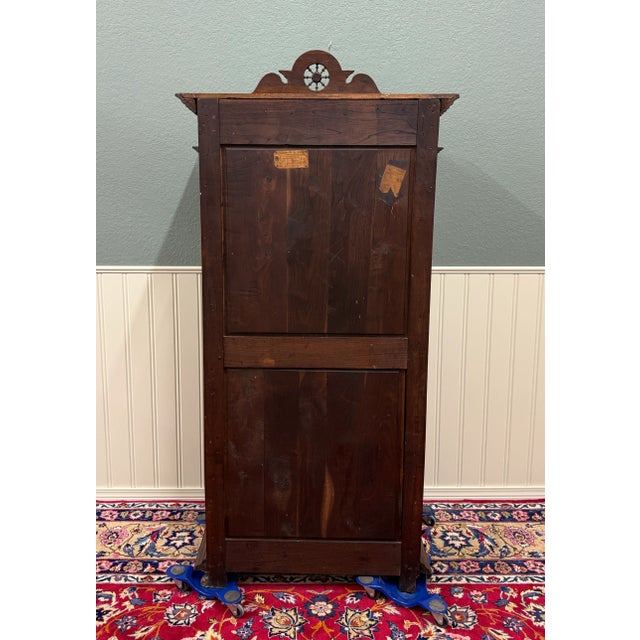 Antique French Breton Armoire Wardrobe Linen Cabinet Double Doors Drawer C. 1900 For Sale - Image 17 of 18