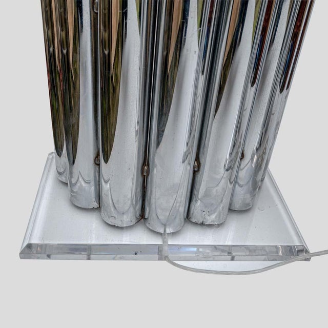 Silver Steel Tube Wall Lamps by Gaetano Sciolari, 1970s, Set of 2 For Sale - Image 8 of 10
