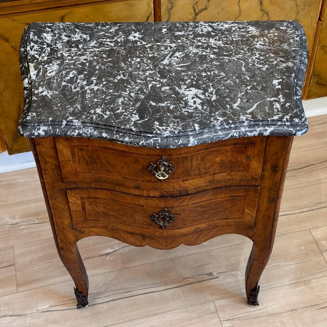 19th Century 19th Century French Two Drawer Marble Topped Commode For Sale - Image 5 of 12
