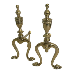 Pair of Late 19th Century Victorian Brass Fire Dogs