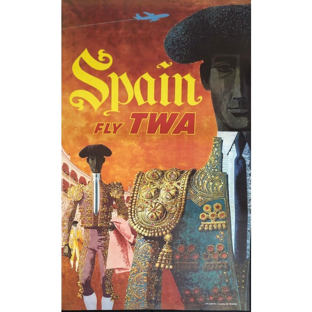 Spain Fly Twa Advertisement Poster by David Klein, 1961 For Sale