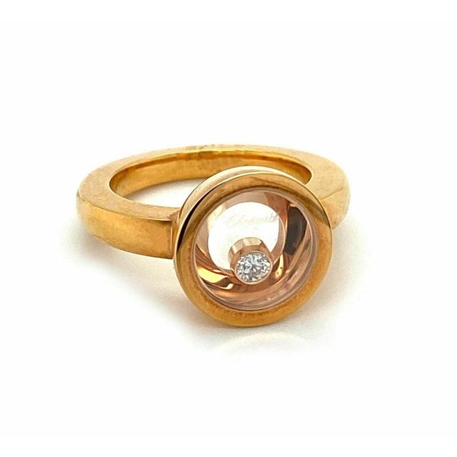 Contemporary Mid 20th Century Chopard Happy Diamond 18k Rose Gold Round Ring - Size 6.5 For Sale - Image 3 of 8