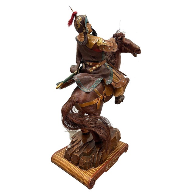 Vintage Chinese Handcrafted Bamboo-Woven Statue of Yue Fei For Sale - Image 15 of 18