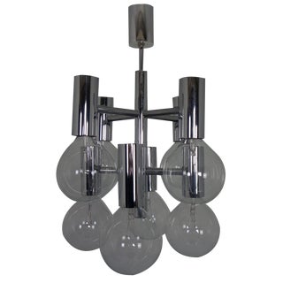 Space Age Chromed Ceiling Lamp, Italy, 1960s For Sale