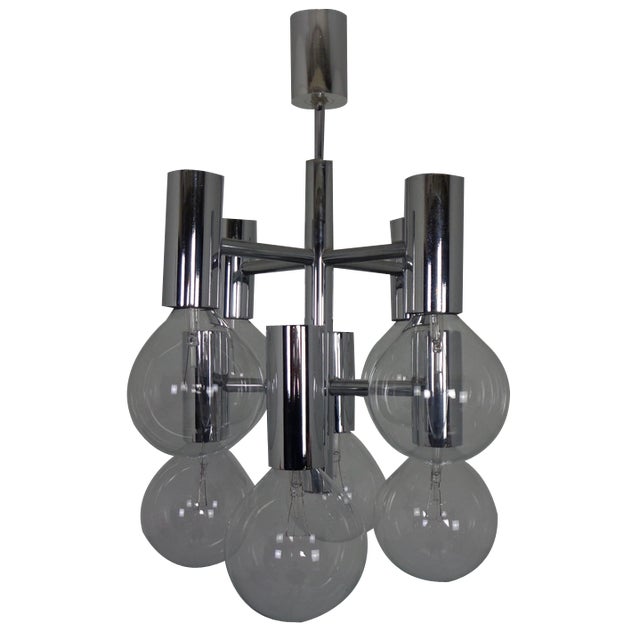 Space Age Chromed Ceiling Lamp, Italy, 1960s For Sale