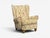 Danish Mid-Century Modern, Large Wingback Lounge Chair, Floral Upholstery, Wood, Denmark, 1950s A substantial wingback...