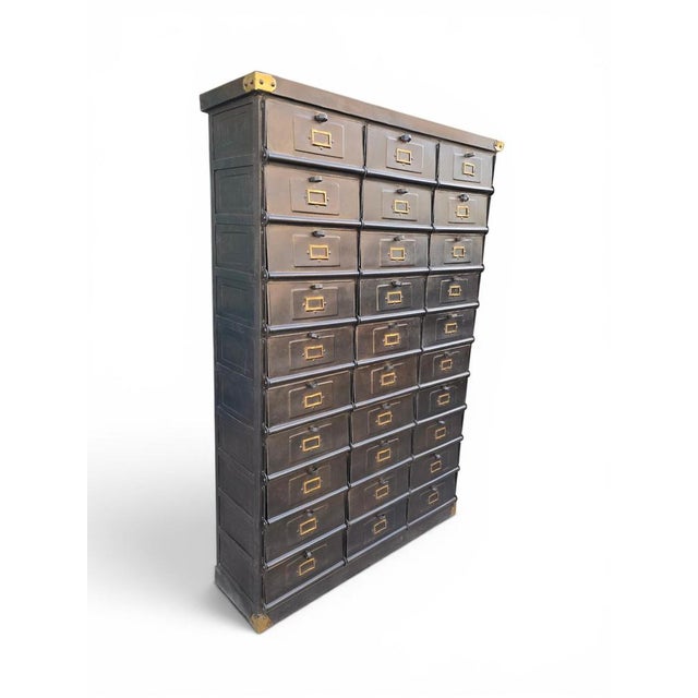 Vintage French Industrial Steel Filing Cabinet by Strafor, 1930 For Sale - Image 11 of 14