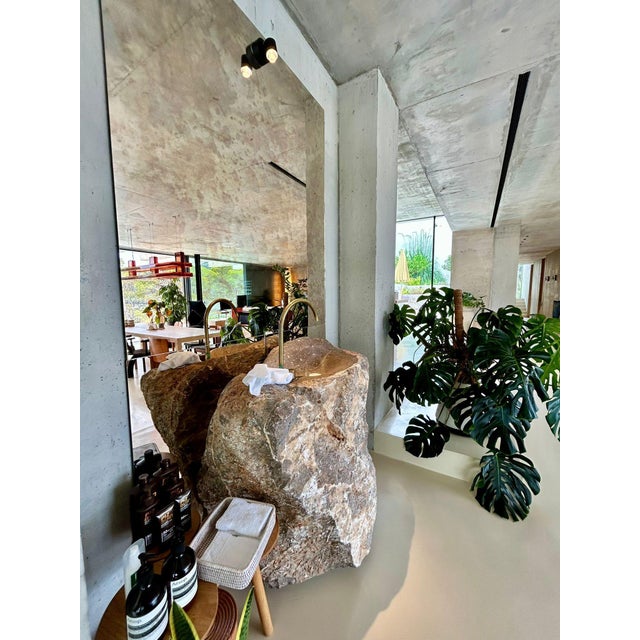 Contemporary Totem Sink in Jurassic Fossil Stone by Nerinea For Sale - Image 3 of 7