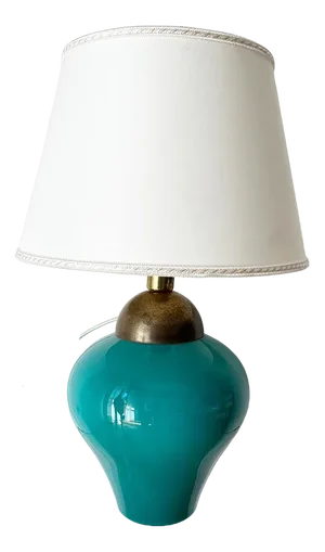 Vintage Green Glass and Brass Table Lamp, 1960s
