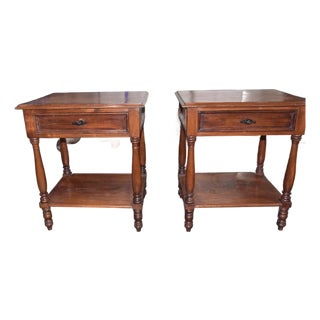 Vintage Wooden Nightstand With Drawer & Lower Shelf, A Pair For Sale