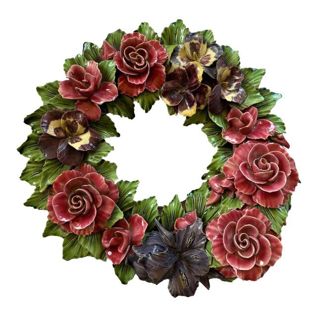 Majolica Floral Wreath, 19th Century A Selée For Sale