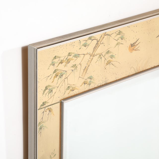 Mid-Century Gilt Eglomise Chinoiserie Narrative Border Mirror Signed J Beukema For Sale - Image 9 of 14