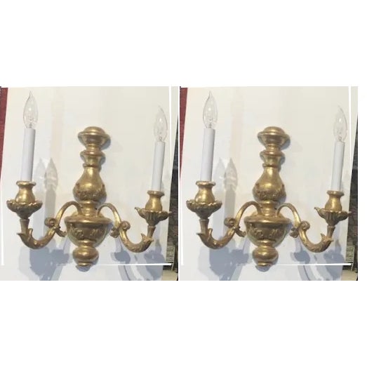 1990s Traditional Italian Carved Wooden Double Light Sconces - a Pair For Sale - Image 13 of 13