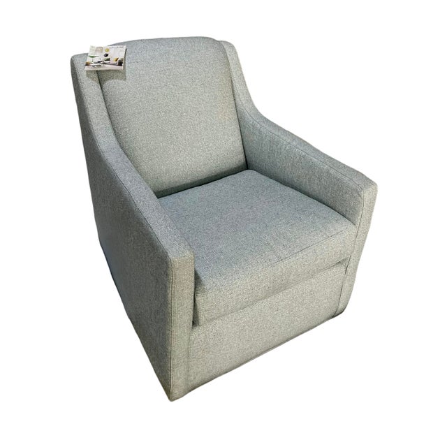 C. R. Laine Kendrick Swivel Chair 545-05sw in Thibaut Everly Spa Blue For Sale