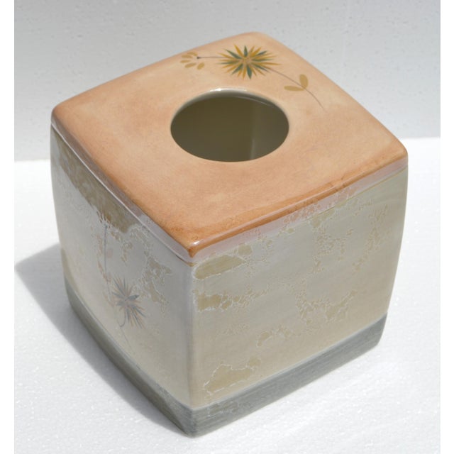Rustic Late 20th Century Luxury Ceramic Decorative Floral Tissue Box Cover For Sale - Image 3 of 13