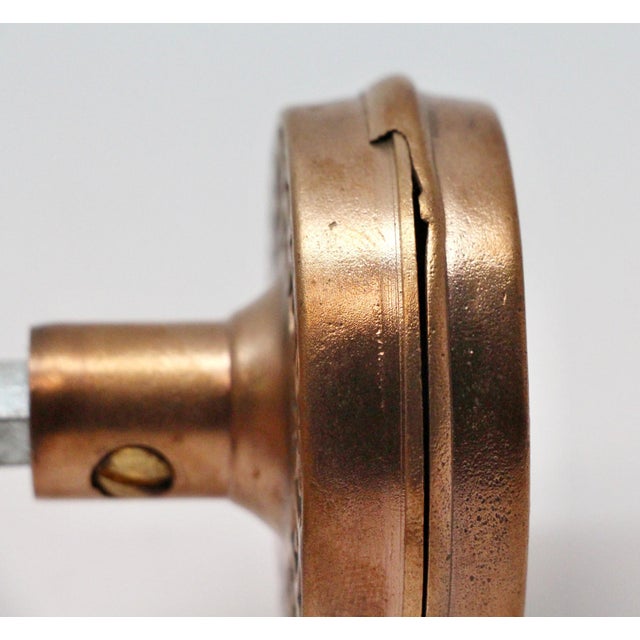 Hollow Basket Weave Brass Royal Door Knobs For Sale - Image 4 of 6