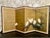An elegant mid-century Japanese 4-panel byōbu (folding room divider screen) depicting a serene classical scene of white...