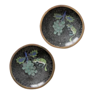 Vintage Chinese Cloisonne Plates Pair