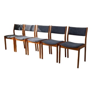 Set of Five Vintage Danish Modern Teak Dining Chairs by D Scan For Sale