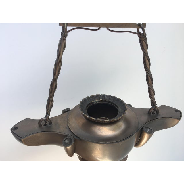 1920's Bronze "Genie" Pendant Light For Sale - Image 4 of 9