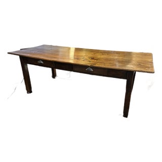 19th Century English Farm Table Dining Table With Satin Birch Top For Sale