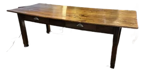 19th Century English Farm Table Dining Table With Satin Birch Top