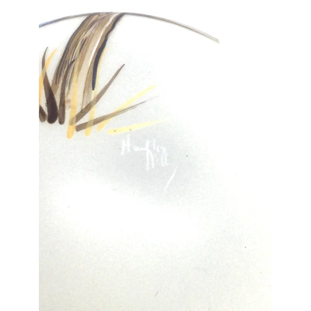 Hand Blown Artisan Painted Bluebird Bulb With Brass Stand Signed For Sale - Image 4 of 10