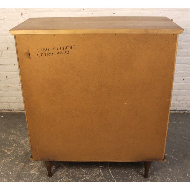 Mid 20th Century Six Drawer Walnut Highboy by American of Martinsville For Sale - Image 12 of 14