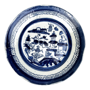 Antique Chinese Export Blue Willow Canton Dish