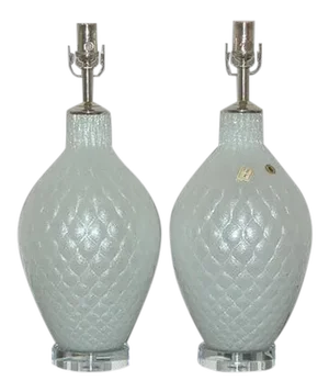 Galliano Ferro Murano Glass Lamps White
