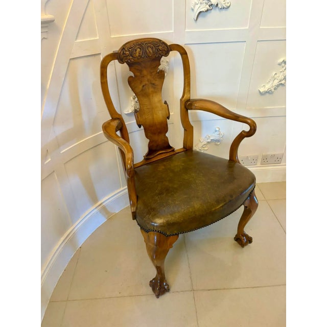 Late 19th Century Antique Victorian Carved Walnut Desk Chairs, 1880s, Set of 2 For Sale - Image 5 of 14