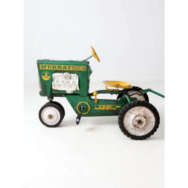 Vintage Murray Push Pedal Tractor With Cart For Sale - Image 10 of 13