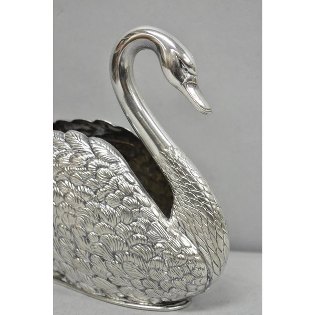 Art Nouveau Vintage Art Nouveau Godinger Italy Silver Plated Swan Bird Napkin Letter Holder For Sale - Image 3 of 13