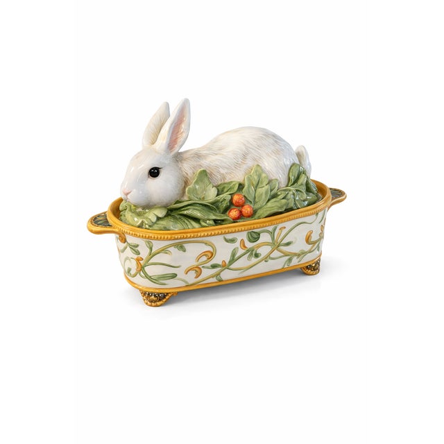 Fitz and Floyd “Florentina”Bunny Rabbit Tureen Covered Dish, Handcrafted Ceramic, Circa 1990s For Sale - Image 11 of 11
