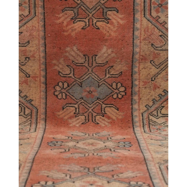 1970s Vintage Turkish Handmade Wool Cotton Orange Runner Rug For Sale In San Francisco - Image 6 of 11