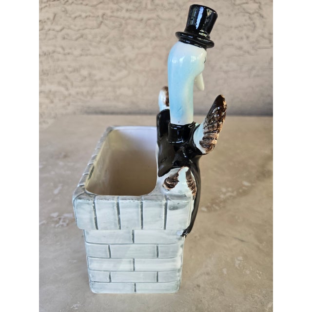 1950's MCM Stork Cachepot Ceramic Planter, Mid-Century Baby Decor For Sale - Image 9 of 15