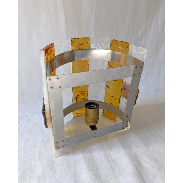 Amber Striped Murano Glass Wall Sconce attributed to AV Mazzega, 1970s For Sale - Image 12 of 14