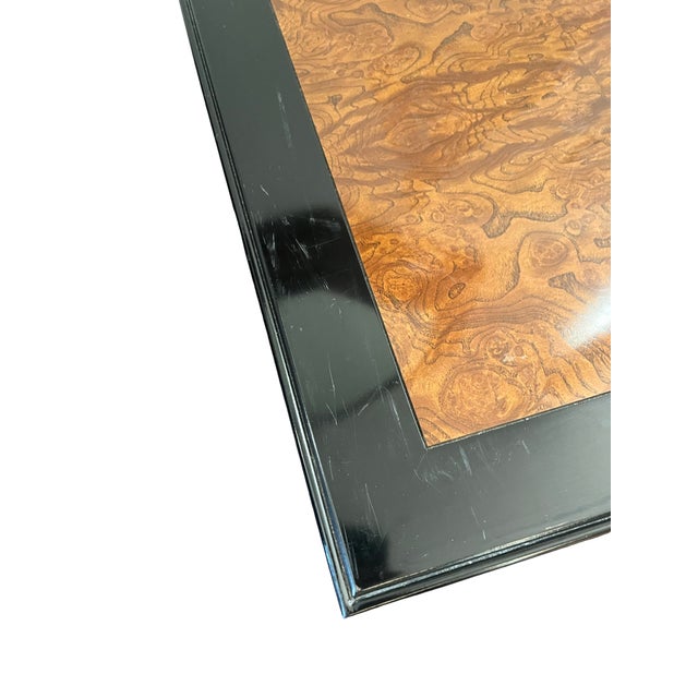 Wood Vintage Century Furniture Asian-Inspired Black Lacquer & Burl Wood End Tables - A Pair For Sale - Image 7 of 11